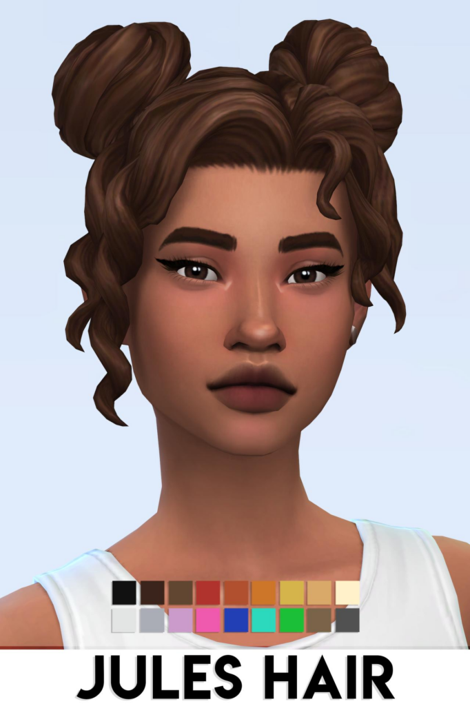 Jules Hair by Vika - Base Game, 18 EA Swatches, Teen-Elder, Hat-Friendly