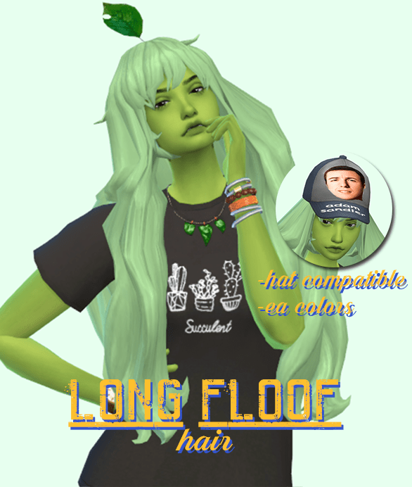 Long floof Green Hair for females