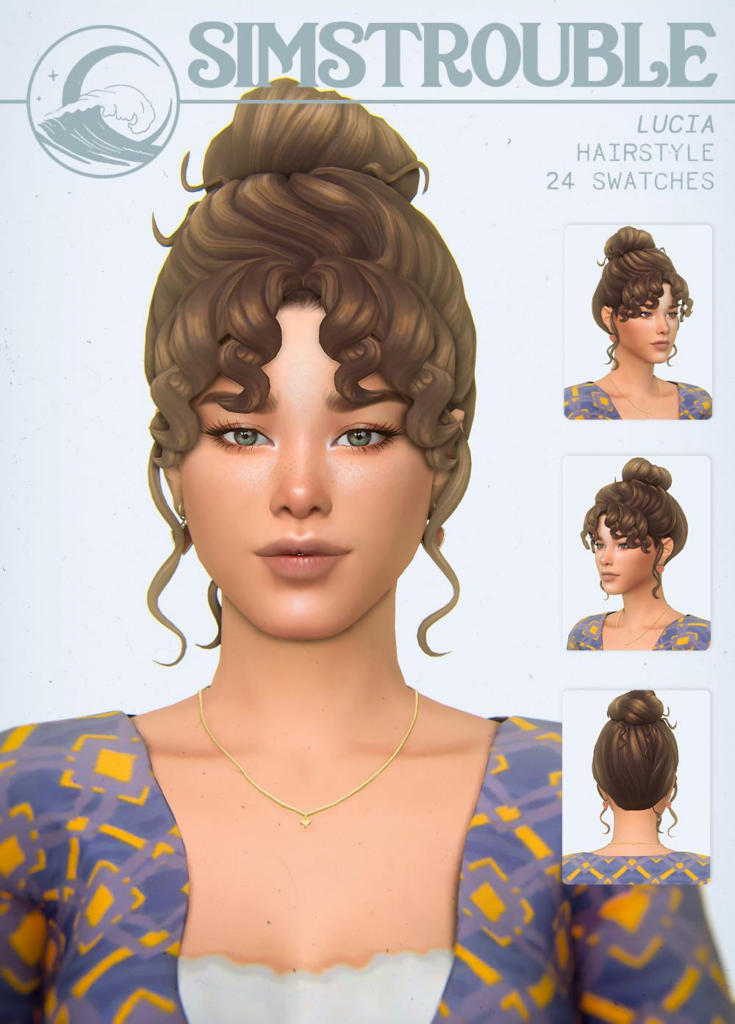 LUCIA Updo: Beatrice Revamp, Base Game, 24 Swatches, Hat-Friendly, Low Poly