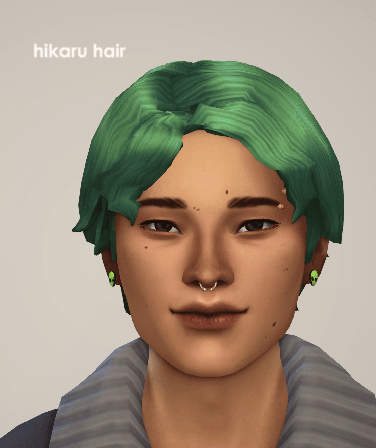 Hikaru green hair for males sims 4