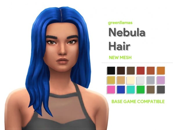 GreenLlamas Enigma: Lush Nebula Tresses (Green, Long, Alpha Female Hair)