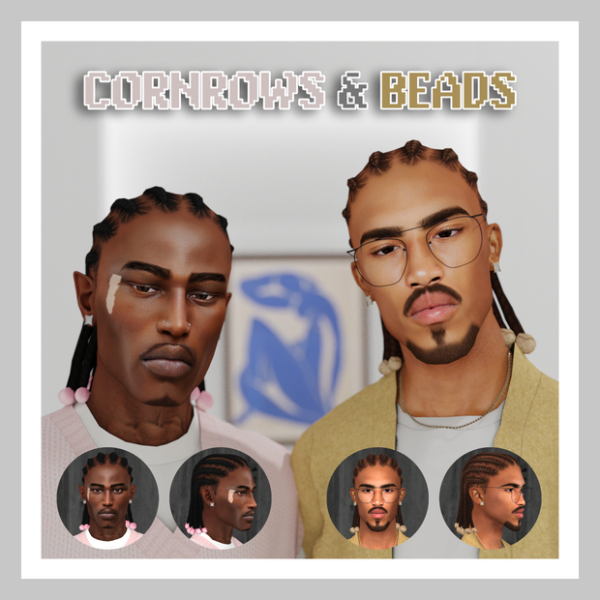 Khadijah551's AlphaBraids: Cornrows & Beads Extravaganza (#AlphaHair #AlphaCC #MaleHair #FacialHair)