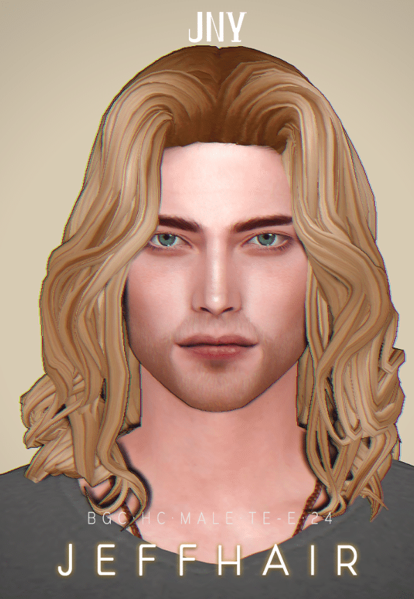 Jeff Long Wavy Middle Parted Hairstyle for Male [MM]