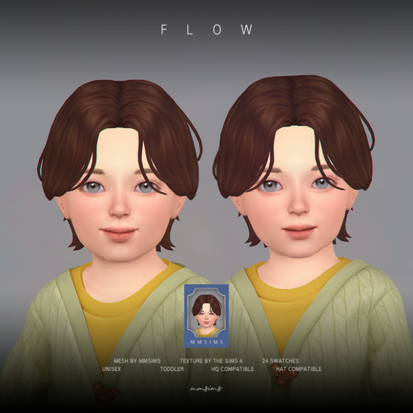 Locks of Elegance: MMSims Hair Flow PU (Toddler & Alpha Male CC)