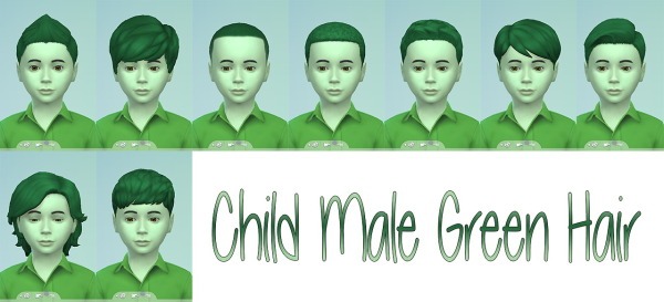 Stars Sugary Pixels Green hairstyle for sims 4 boys