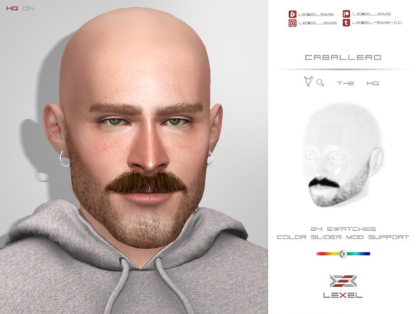 Lexel's Lush Locks: Caballero (3D Facial Hair) - AlphaHair & AlphaCC Mastery
