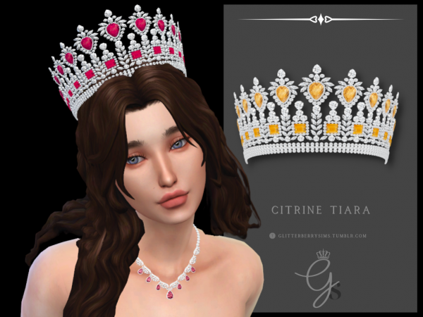 Glitterberry's Enchanted Citrine Tiara (Alpha CC, Hair Accessories, Female Crown)