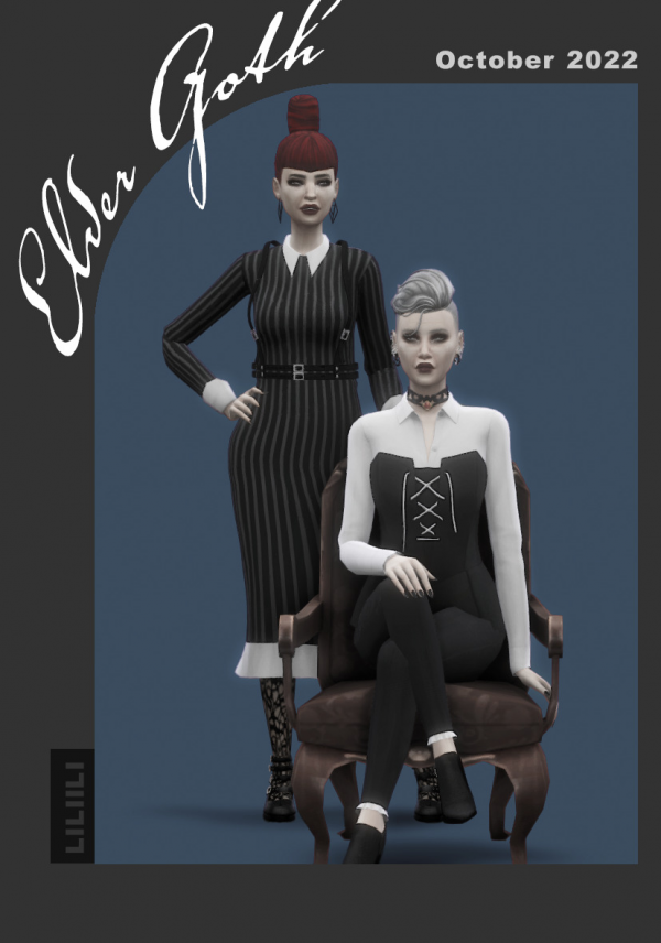 Gothic Grace: Chic Elder Goth Ensembles (Tops, Dresses & Alpha Hair Sets)