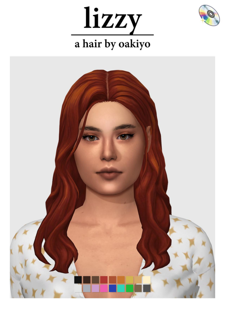 Lizzy HairHair 53: Discover Uni Mesh, Flowy Strands, Base Game, 18 Swatches