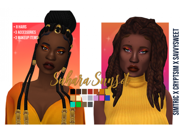Simtric's Sahara Sunset: Diverse Hair Collection (AlphaCC, Long & Afro Styles)