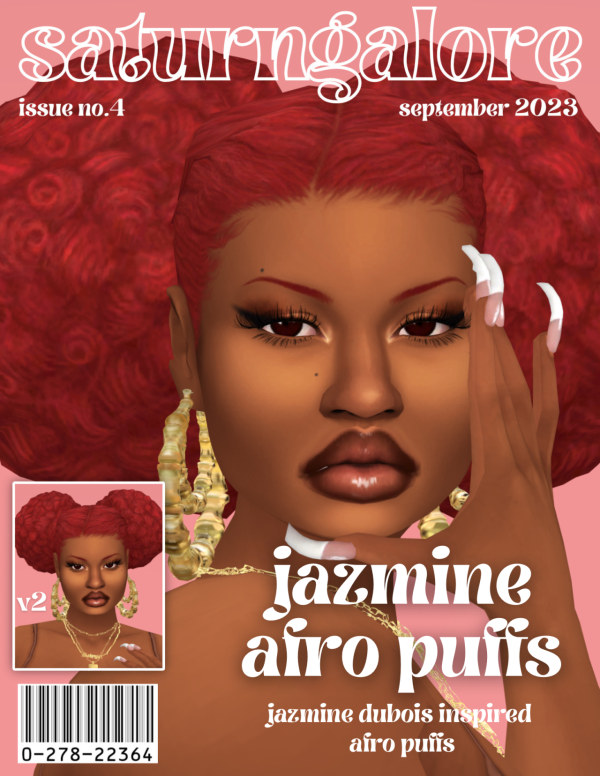 Jazmine's Cherry Puffs (SaturnGalore Afro Hair Accessory - Beauty, Nails, AlphaCC, Elder-Friendly)