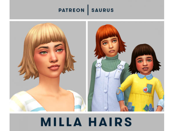 SaurusSims' Milla Locks (Toddler Alpha Hair CC for Short to Medium Styles)
