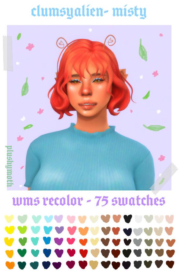 Misty Hair Recolor: Base Game, WMS Palettes, 75 Swatches, Mesh Needed