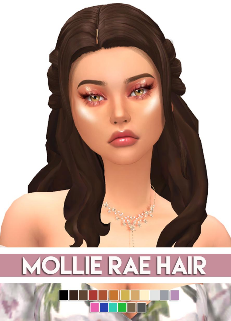 Mollie Rae Hair: Custom Thumbnail, 18 Swatches, All LODs, Unisex, Hat Incompatible