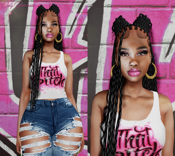 AlphaLocks Elegance: Embrace Versatile Curly Box Braids (#LongHair #FemaleUpdo)