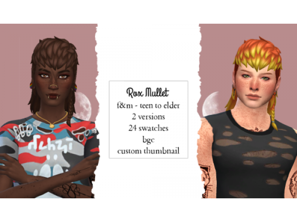 Rox Mullet Magic by Nekochan-Simmer (Versatile Alpha Hair for Females)