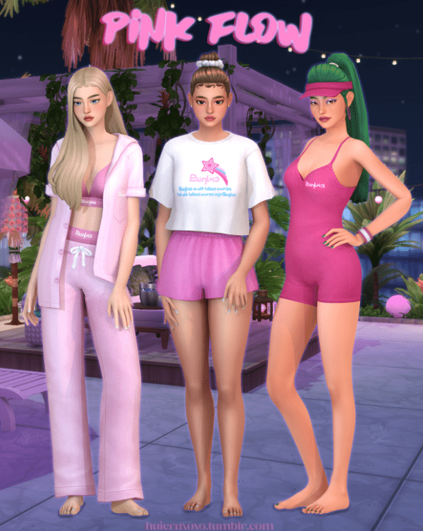 Pink Flow ( Jumpsuit/ Wristband/ Cap/ Pajamas/ Top/ Bottom/ Hairstyle) [MM]