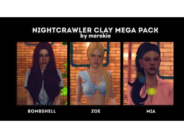 Midnight Mane Magic: Nightcrawler's Clay Megapack Recolor (Alpha Long Hair Collection)