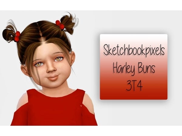 SketchbookPixels' Harley Buns (3T4): Chic Toddler Alpha Hair & Accessories