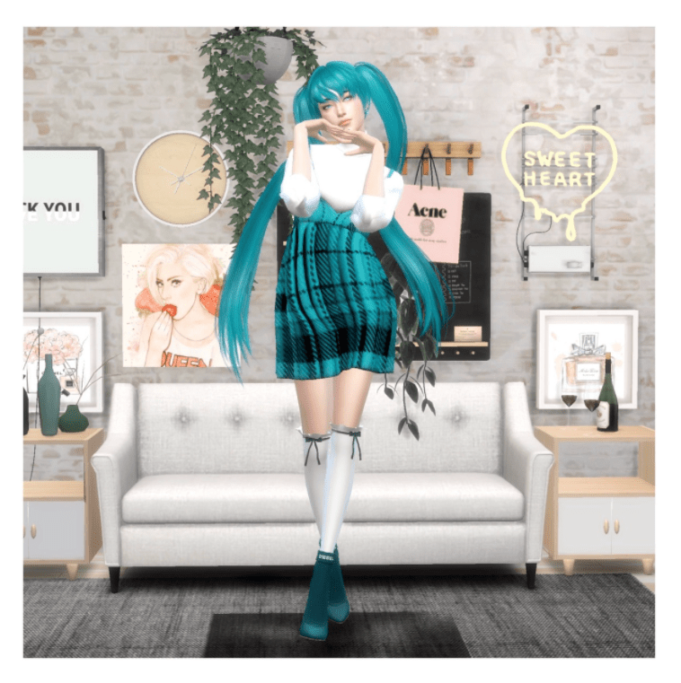 Hatsune Miku – sims 4 miku hair