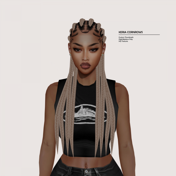 Keria's Cascade: BadddieSims' Cornrows (Alpha Long Hair & Female Afro Updo)