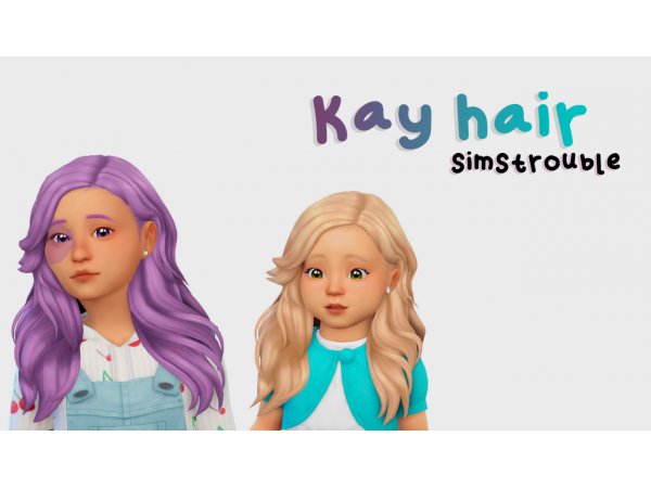 SimStrouble's Kay Hair V1: Toddler Alpha CC Conversion (Female Hair)