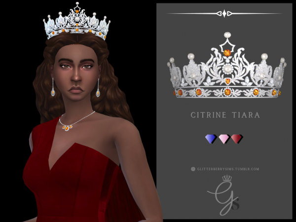 Glitterberry's Enchanted Citrine Tiara (Alpha CC, Hair Accessories, Female Crown)