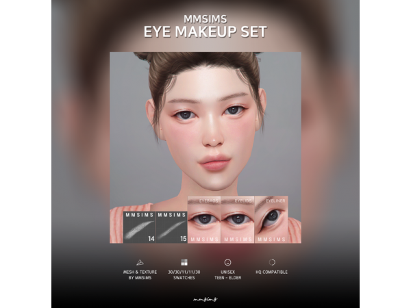 Glam Gaze by MMSims: Ultimate Eye Makeup Set (Accessories, Alpha Hair & Skins)