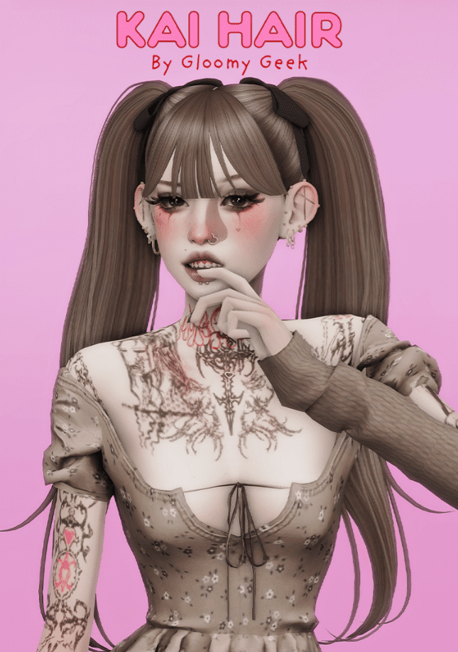Long Pigtails with Full Bangs and Ribbon Accessory [ALPHA]