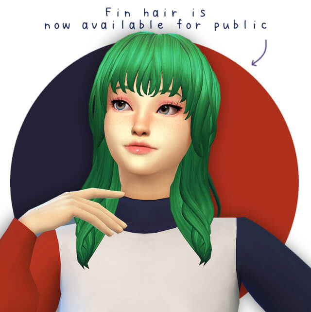 Sims 4 Fin hair green for female sims