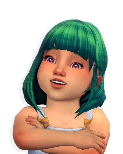 Midori sims 4 green hair for female kids, toddlers, and adults