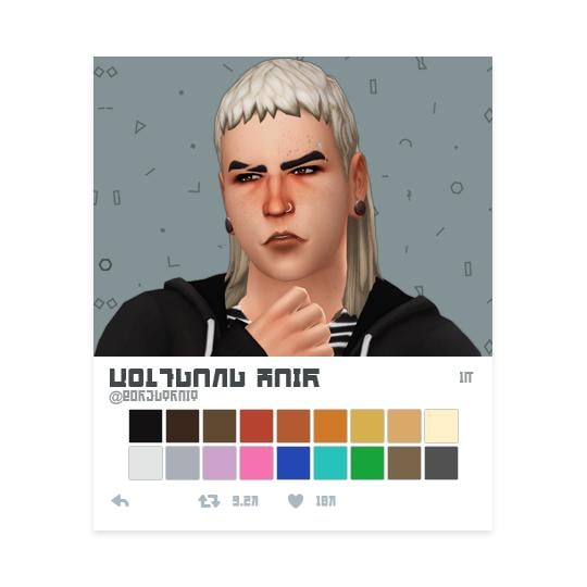 Wolfgang Hair: BoredtraitBGC18, EA Swatches, Teen-Elder, Hat Compatible, Custom Thumbnail