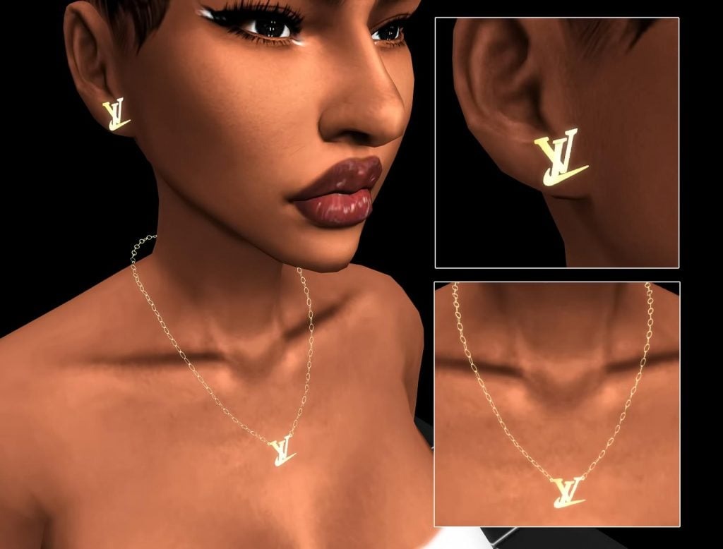 LV Nike Necklace & Earrings