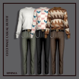 Gucci Styled Outfit for Male (Knitted Sweater / Wool Slacks / Gucci Belt) [Alpha]
