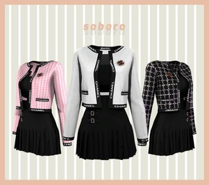 Layered Belted Mini Skirt Set with Chanel Cardigan & Bandeau [Alpha]