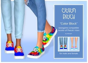 Color Block Vans: 50 Swatches, Basegame, Custom Thumbnail, Mesh Required