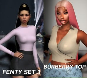 Chic Chronicles: Burberry Tops & Fenty Set 3 by Plastic Simz (Trendy Female Fashion)