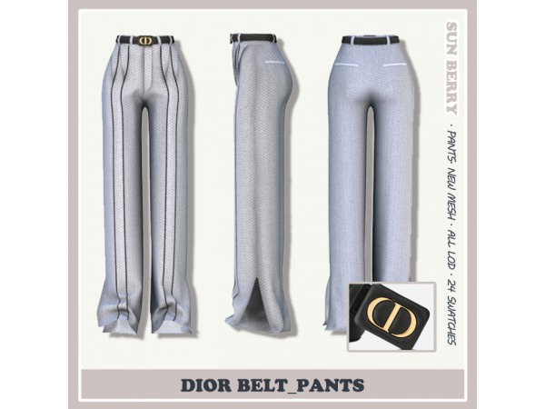 Sunberry Elegance (Dior Belted Pants Set by Sunberry-Sims | Alpha CC Female Clothing)