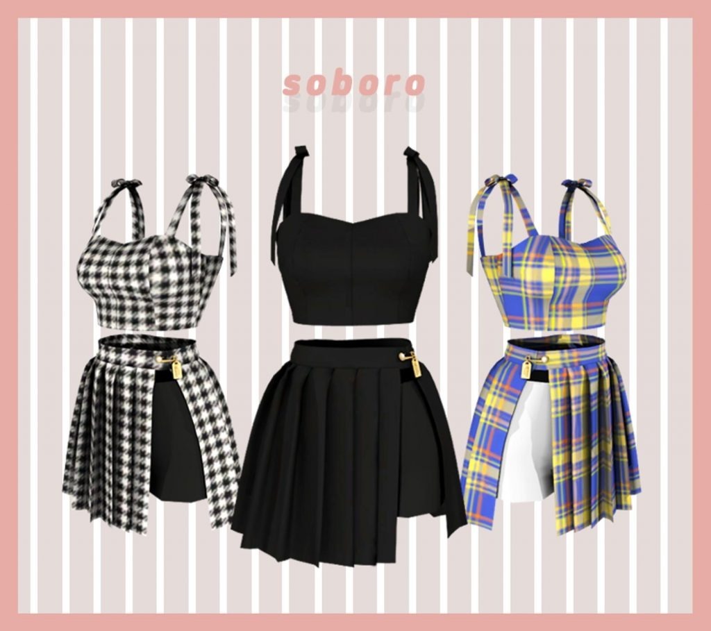 Ribbon Strap Top and Mini Skirt with Chanel Brooch [Alpha]