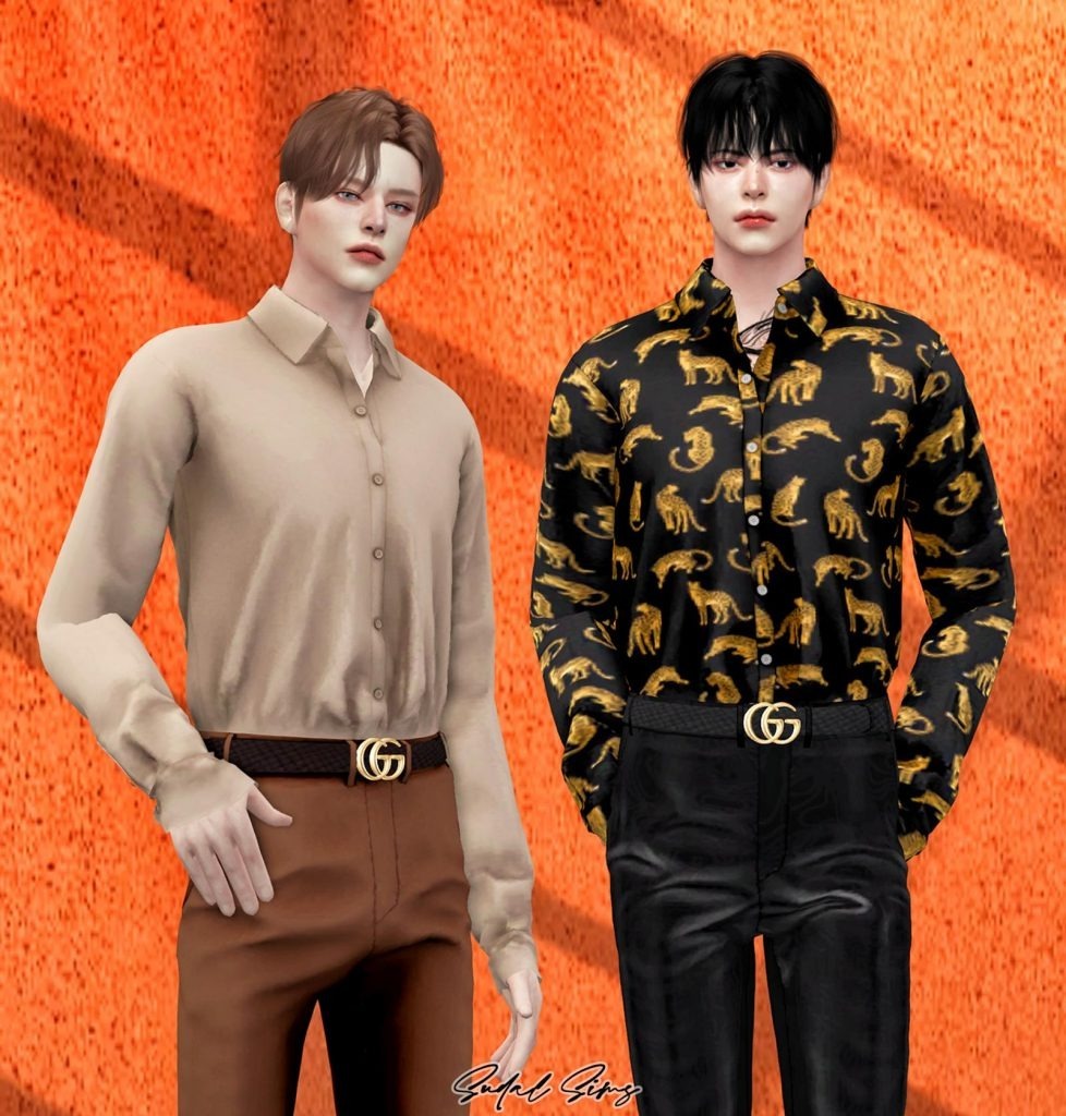 Stylish Outfit for Male (Tucked Long Sleeve / Gucci Belt / Pants)