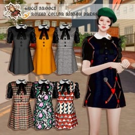 Gucci Brooch & Ribbon Collared Dress for Female [Alpha]