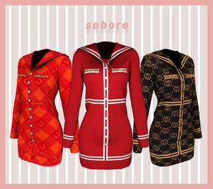 [soboro] Gucci Wool Dress With Contrast Trim