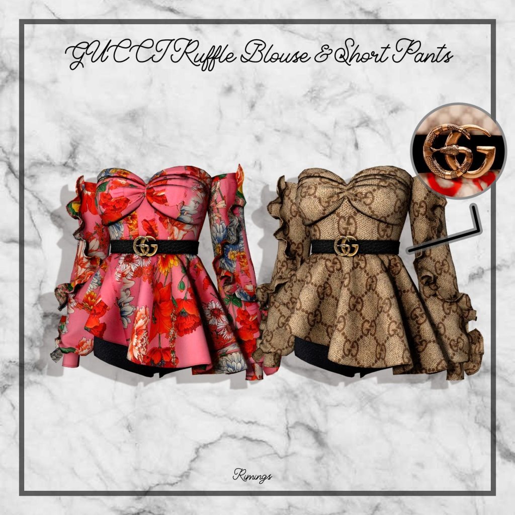 Gucci Ruffled Blouse & Shorts With Belt [Apha]