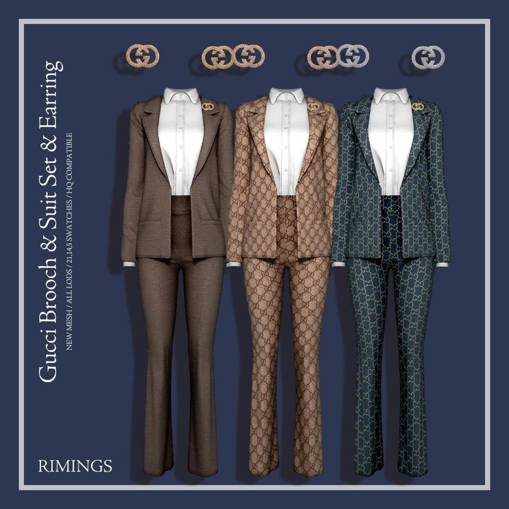 Gucci Brooch with Suit Set & Earrings [Alpha]