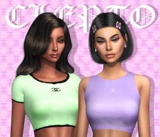 Vintage Chanel Ribbed Logo Crop Tops - Spring 95