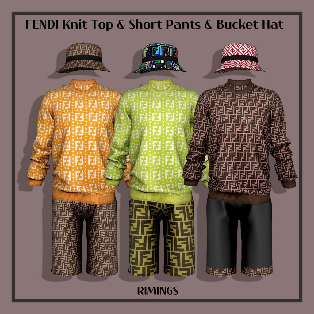 Fendi Knit Top & Shorts with Bucket Hat Set [Alpha]