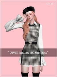 [soboro] CHANEL Belt Long Vest Shirt Dress