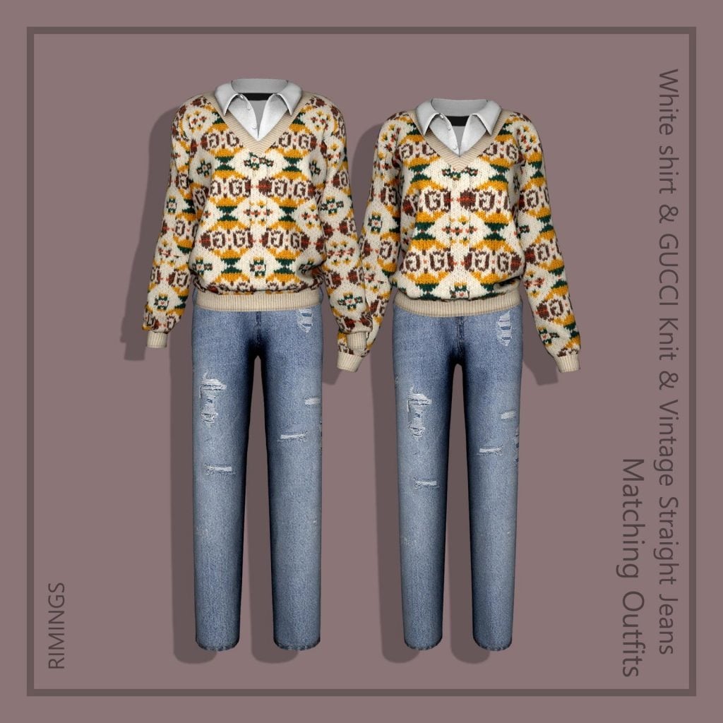 Gucci Knitted Sweatshirt with Undershirt and Vintage Straight Jeans [Alpha]