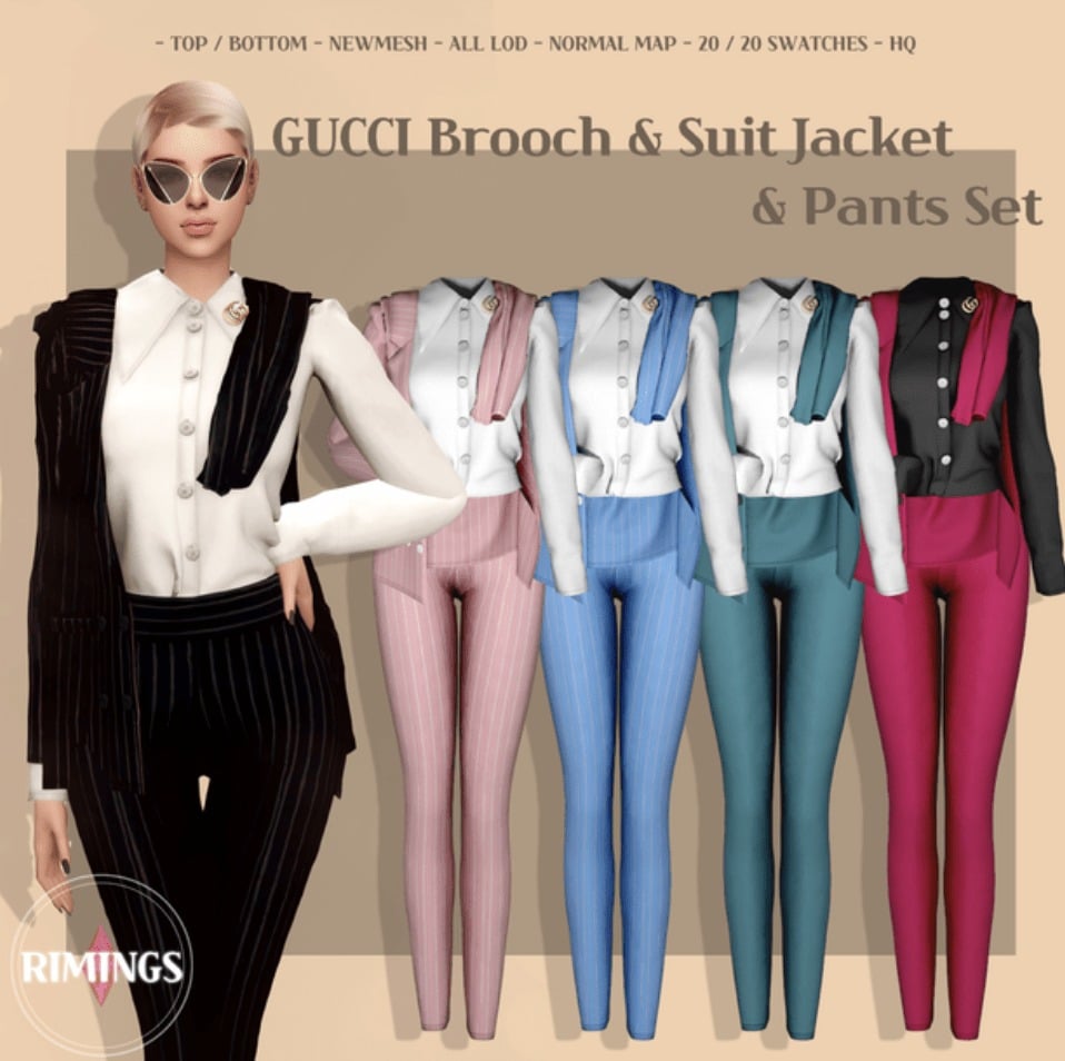 Gucci Brooch Suit Jacket & Pants Set - RIMINGS