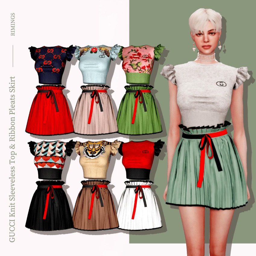 GUCCI Knit Sleeveless Top & Ribbon Skirt -RIMINGs
